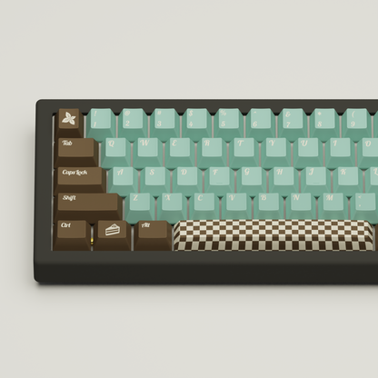 Mint Choco Design Keycaps and Mechanical Keyboard