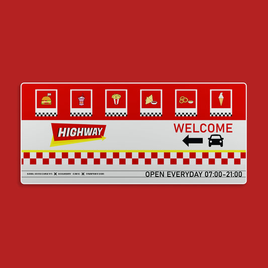 (Ready - stock)Goblintechkeys x Highway Cafe x Trap Nation Deskmat XL - Highway Cafe Signboard - Goblintechkeys