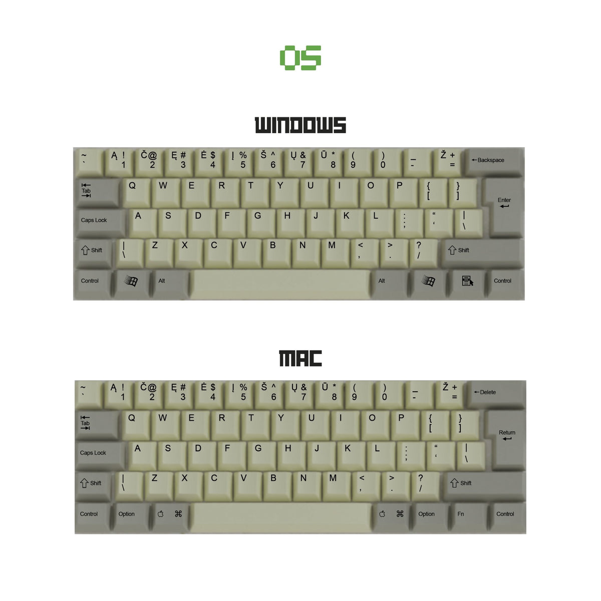 Belgian AZERTY Classic Vintage Keycaps Set | Retro Keycaps - Goblintechkeys