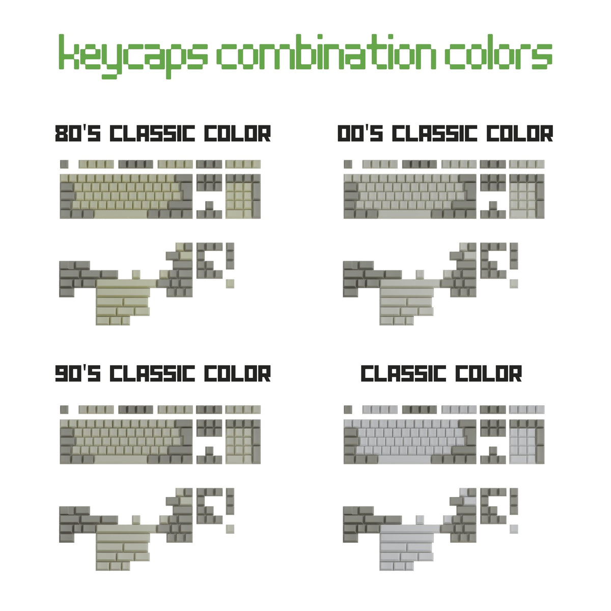 French BEPO Classic Vintage Keycaps Set | Retro Keycaps - Goblintechkeys
